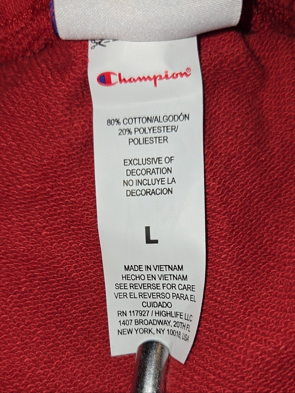 Champion Women’s Large Red Athletic Shorts Side Tape Logo French Terry NWT - Picture 8 of 8